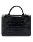 Mini top handle Harmony music bag, black croc, back view