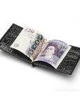 Black Croc Compact Leather Wallet With Money Clip