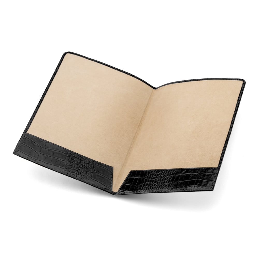 Black Croc Simple Leather Document Folder