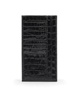 Black Croc Tall Flat Leather Wallet With 8 CC