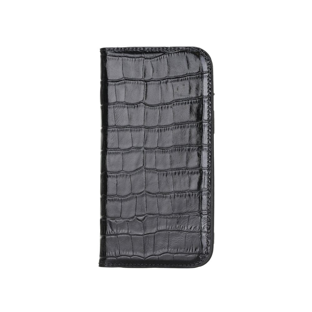 Black Croc With Cobalt Leather iPhone 12 Pro Max Wallet Case