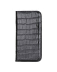 Black Croc With Cobalt Leather iPhone 12 Pro Max Wallet Case