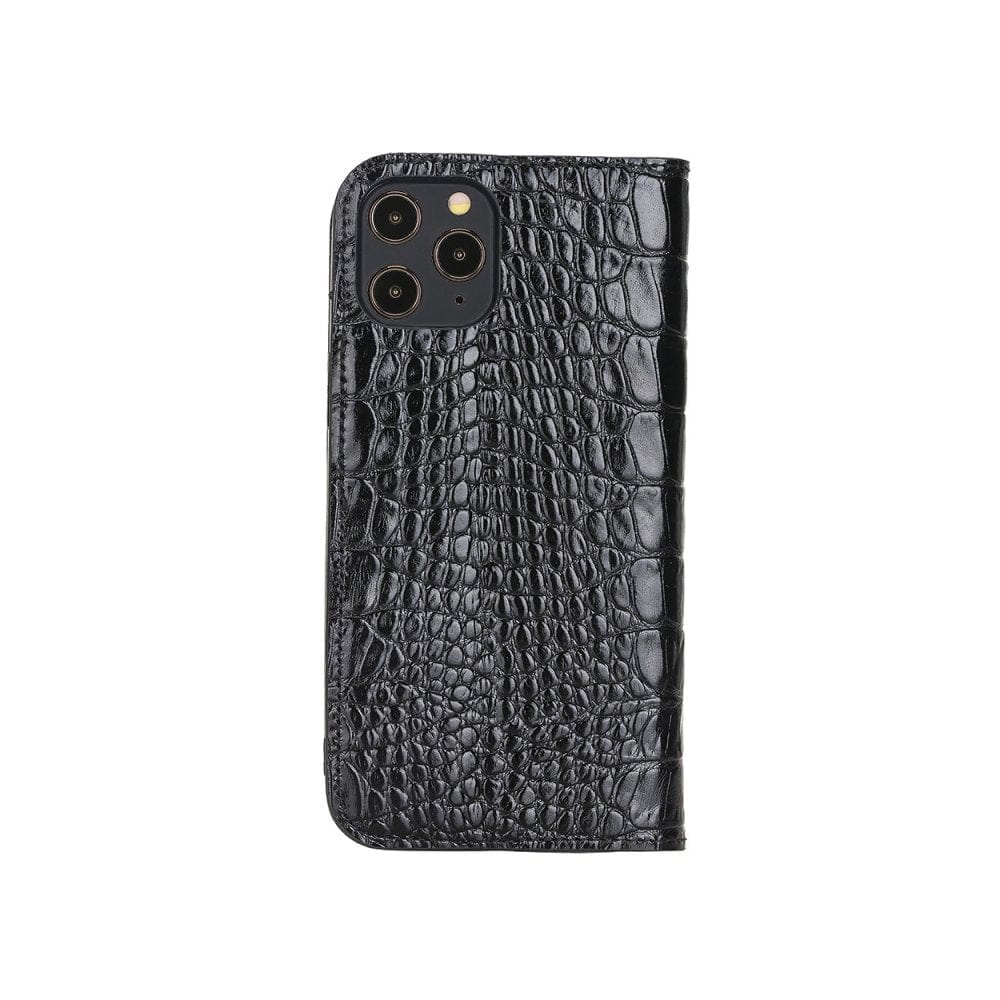 Black Croc With Cobalt Leather iPhone 12 Pro Max Wallet Case