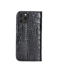 Black Croc With Cobalt Leather iPhone 12 Pro Max Wallet Case