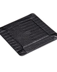 Leather valet tray, black croc with cobalt, base flat