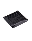 Small leather valet tray, black croc with cobalt reverse