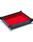 Leather valet tray, black croc with red