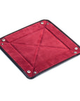 Leather valet tray, black croc with red, flat