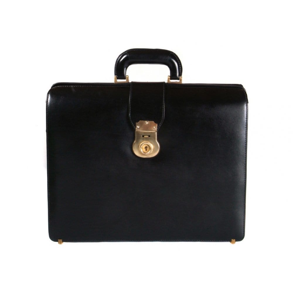 Gladstone doctor's briefcase, black, front view