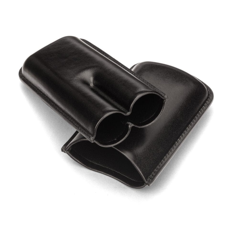 Double leather cigar case, black, inside