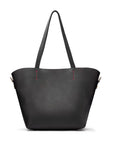 Leather tote bag, black, front view