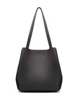 Leather tote bag, black, front view 2