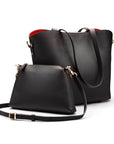 Leather tote bag, black, with inner bag