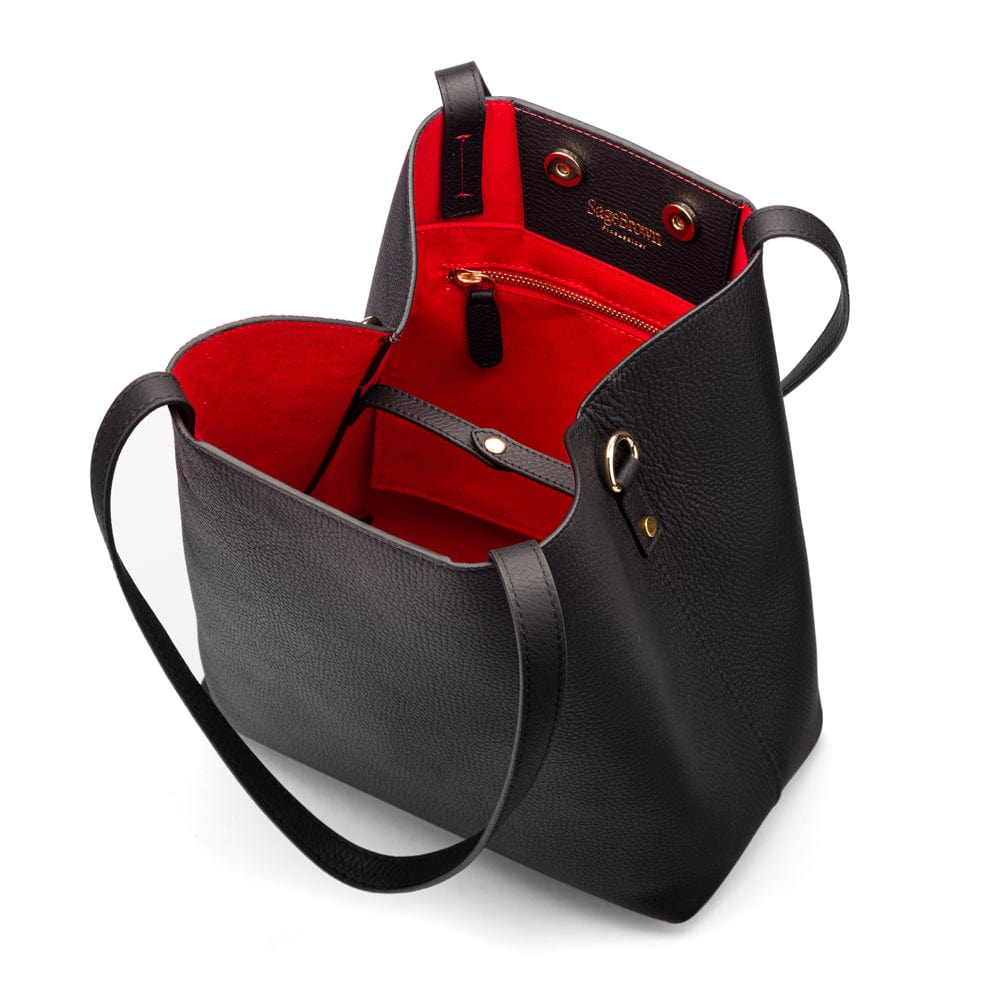 Black and red tote bag sale