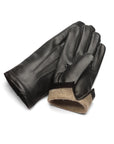 Cashmere lined leather gloves men's, black