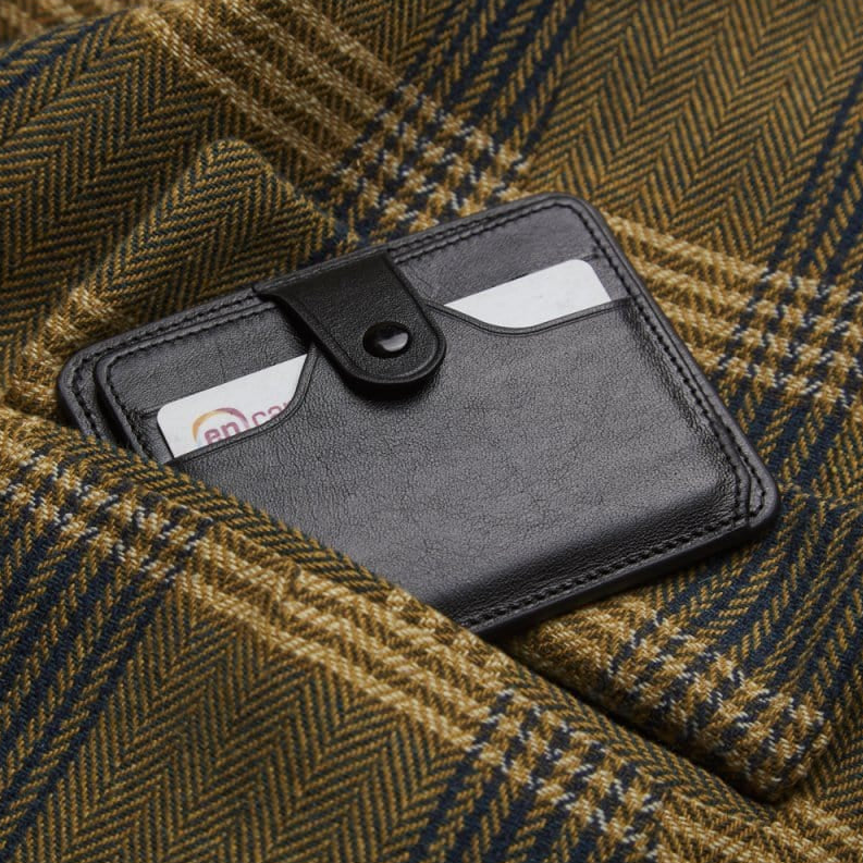 Black Flat Compact Credit Card Wallet With 2 ID Windows, 6CC, lifestyle