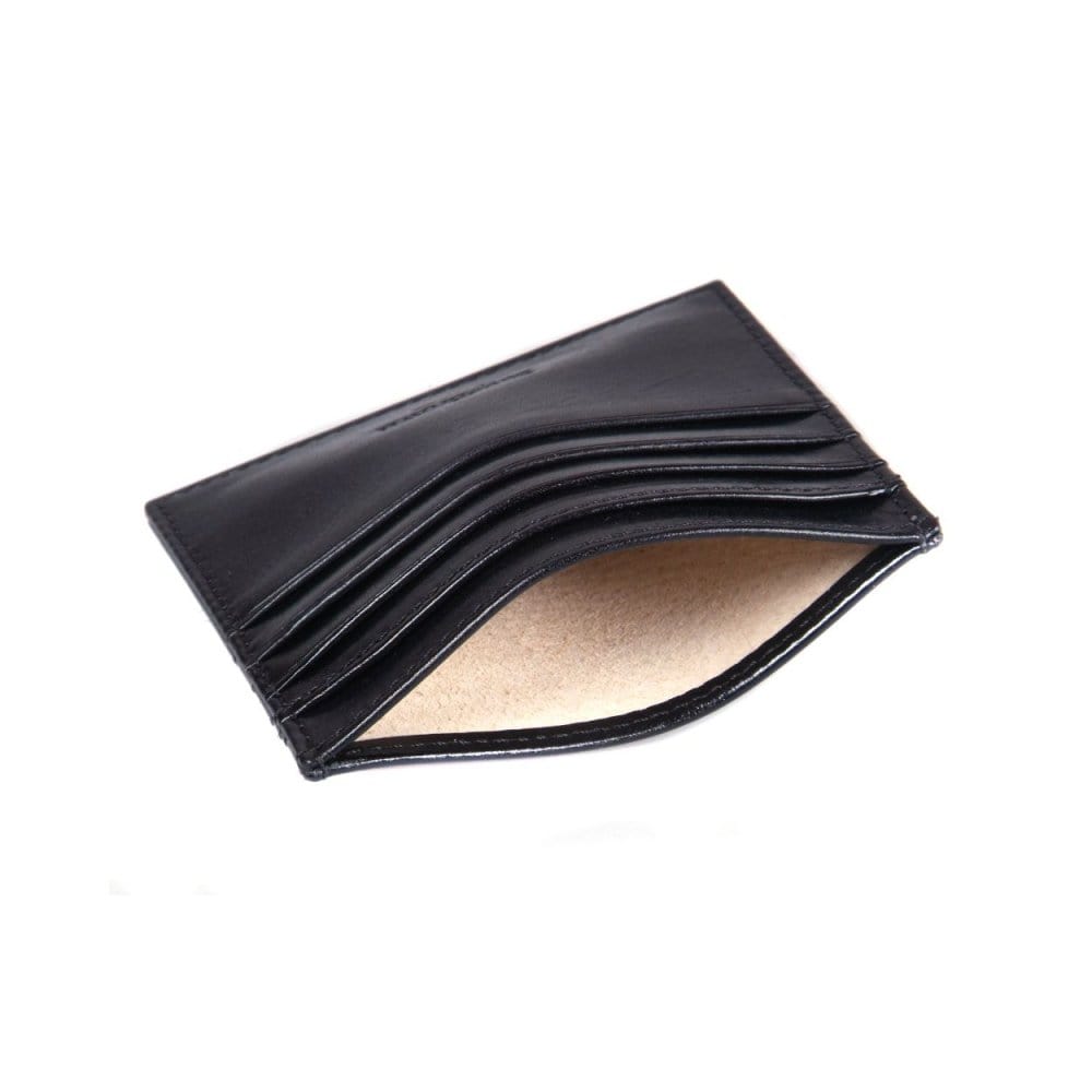 Black Flat Leather 8 Credit Card Wallet