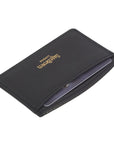 Black Flat Leather Credit Card Case With RFID Blocking Lining