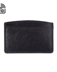 RFID Flat Leather Card Holder, black, front view