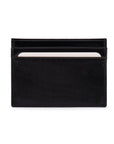 Flat leather credit card wallet 4 CC, black, front