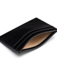 Flat leather credit card wallet 4 CC, black, inside