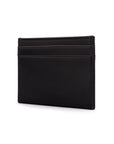 Flat leather credit card wallet 4 CC, black, side