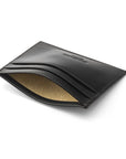 Flat leather card wallet with ID window, black, back