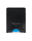 Flat magnetic leather money clip card holder, black, back