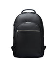 Men's leather 15" laptop backpack, black pebble grain, front