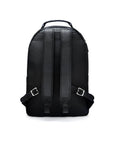 Men's leather 15" laptop backpack, black pebble grain, back