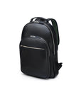 Men's leather 15" laptop backpack, black pebble grain, side