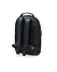 Men's leather 15" laptop backpack, black pebble grain, back view