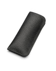 Large leather glasses case, black pebble grain, front