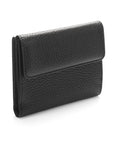 Women's leather purse with 6 cards and coins, black, coin section