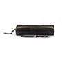 Leather pencil case, black pebble grain, front