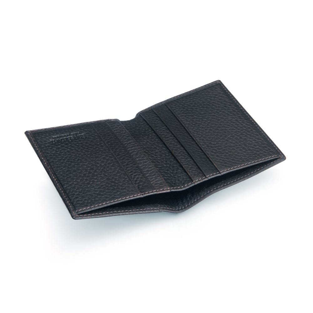 RFID leather wallet with 4 CC, black, inside