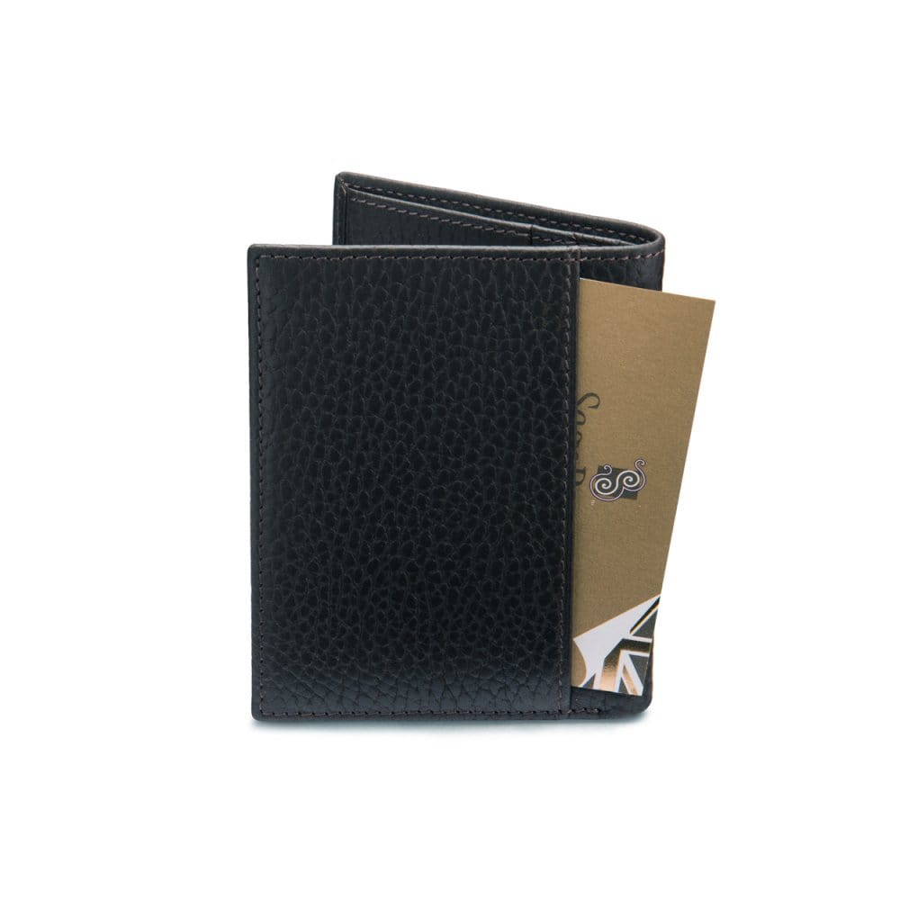 RFID leather wallet with 4 CC, black, back