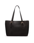 Women's leather 13" laptop workbag, black, front