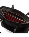 Women's leather 13" laptop workbag, black, open