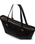 Women's leather 13" laptop workbag, black, zip closure