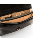 Leather trolley sleeve briefcase, black, inside