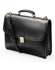 Leather trolley sleeve briefcase, black, side