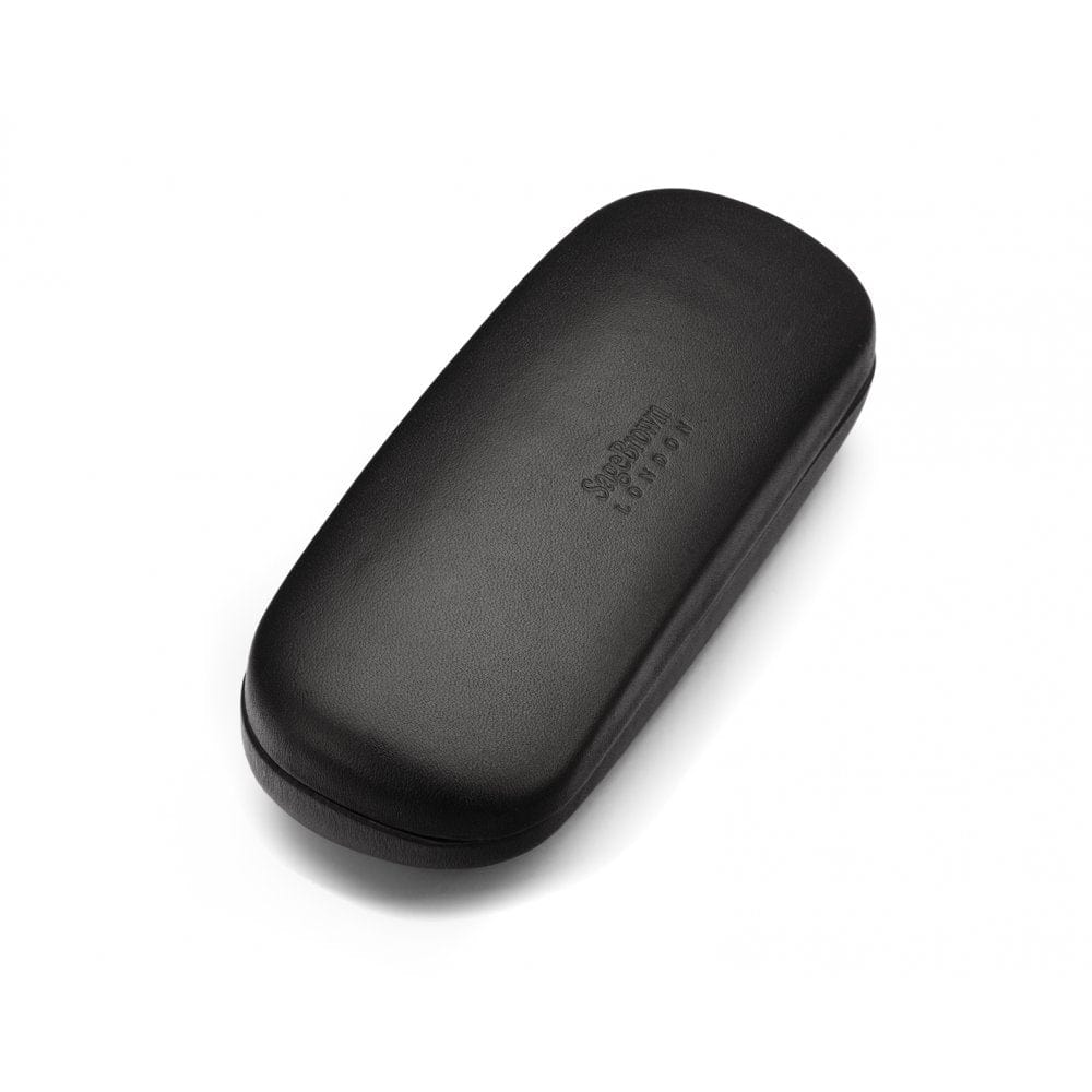 Hard rounded leather glasses case, black, front
