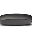 Hard rounded leather glasses case, black, side