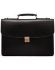 Leather Briefcase with combination lock, Harvard, black, front