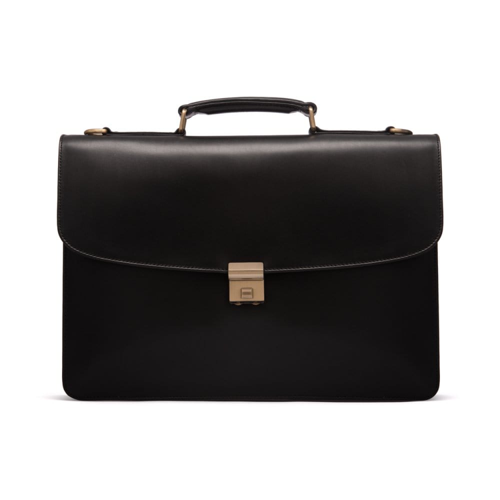 Leather Briefcase, Combination Lock, Black | Briefcases | SageBrown