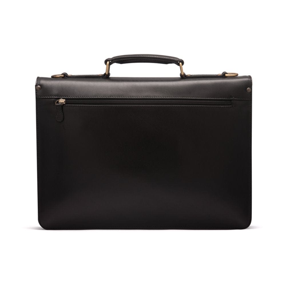 Leather Briefcase with combination lock, Harvard, black, back