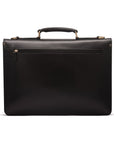 Leather Briefcase with combination lock, Harvard, black, back