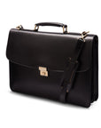 Leather Briefcase with combination lock, Harvard, black, side