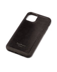 iPhone 11 protective leather back cover, black, front